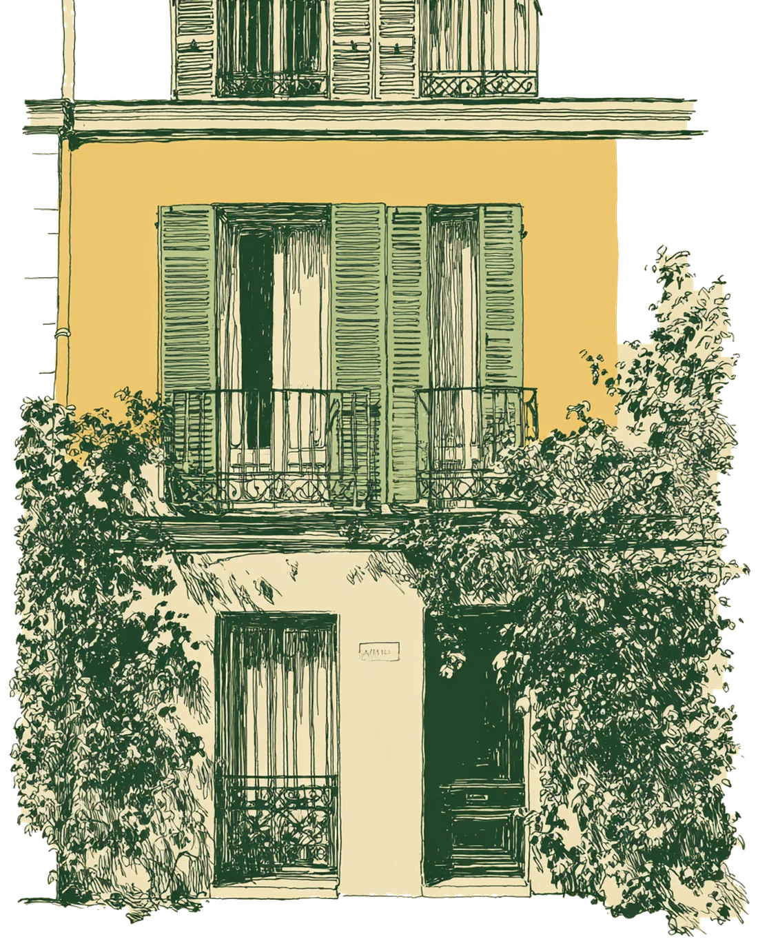 Illustration of the Auberge Burgundy facade